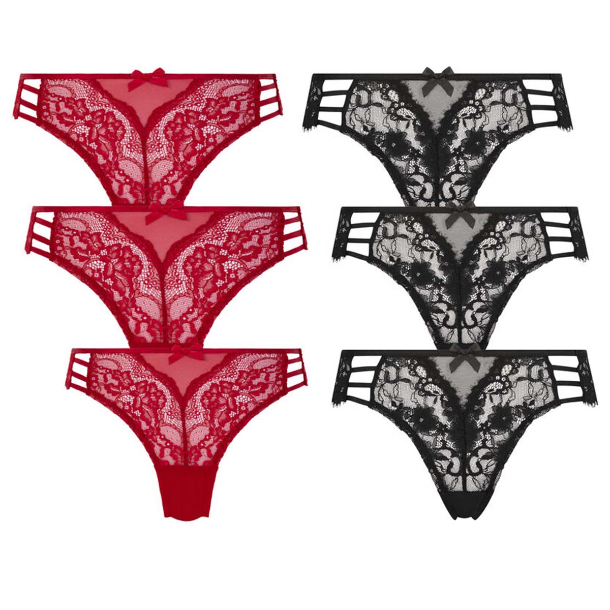 Hunkemöller Belle 6-pak brazilian trusse, multi - 305938 - Chili Pepper - Chili Pepper