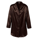 Lady Avenue Satin natskjorte, brun - 66753 - 2900 - Dark Coffee