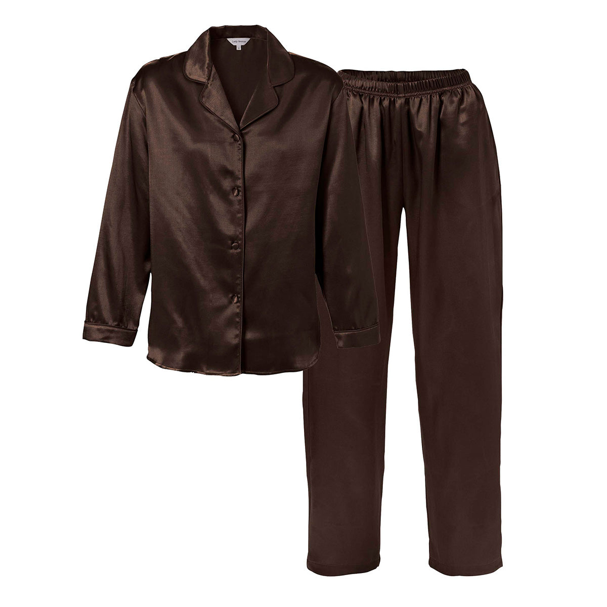 Lady Avenue Satin pyjamas, brun - 66756 - 2900 - Dark Coffee
