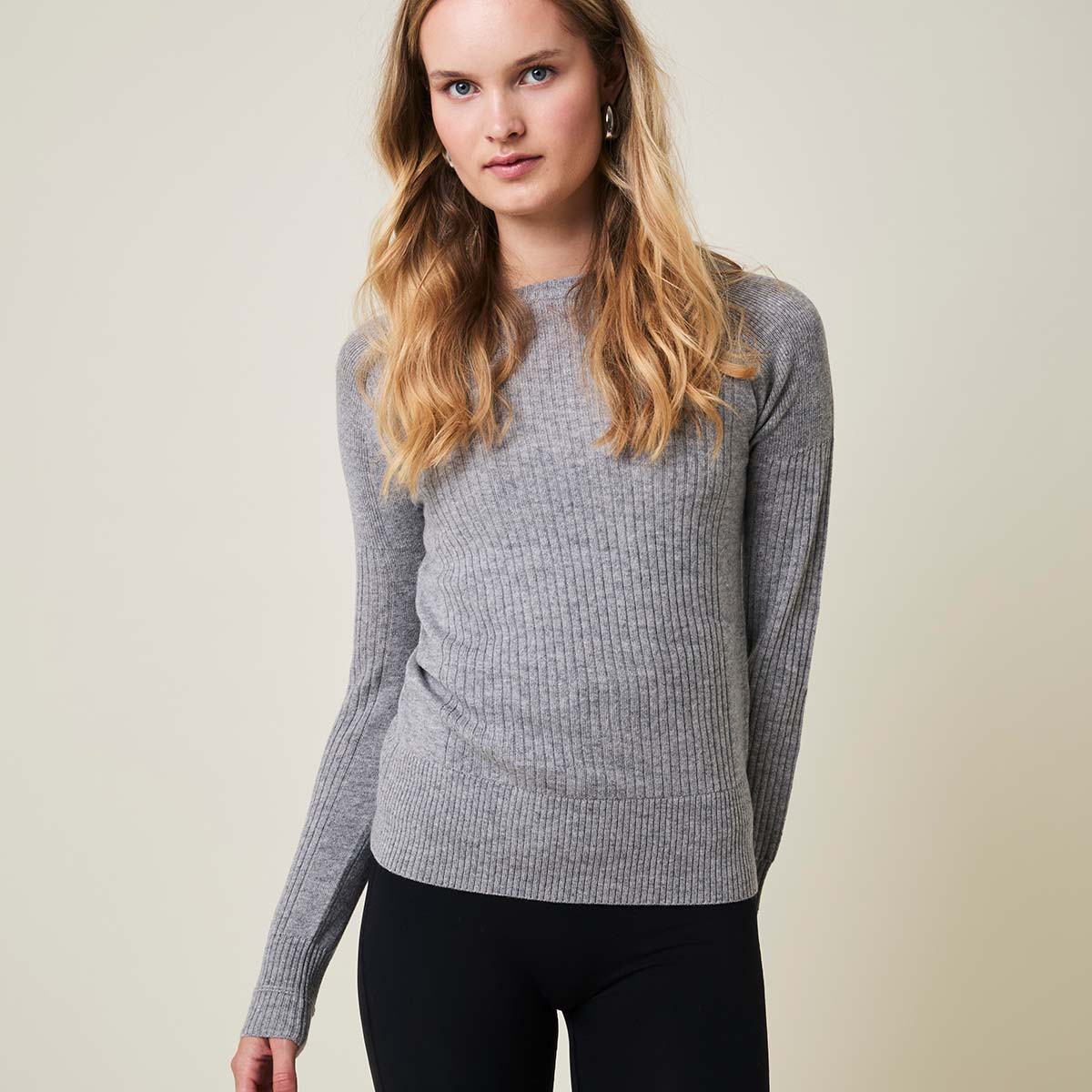 Copenhagen Cartel Aveline striktrøje, grå - 166061 - Grey Melange - Grey Melange