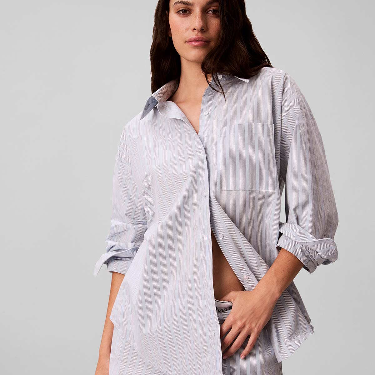 Calvin Klein natskjorte, lyseblå - LV00QS7595 - 4I8 - XL